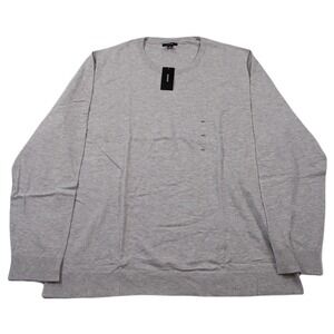 Alfani Solid Crewneck Sweater Mens 3XL Casual Grey Heather Cotton $50 NEW